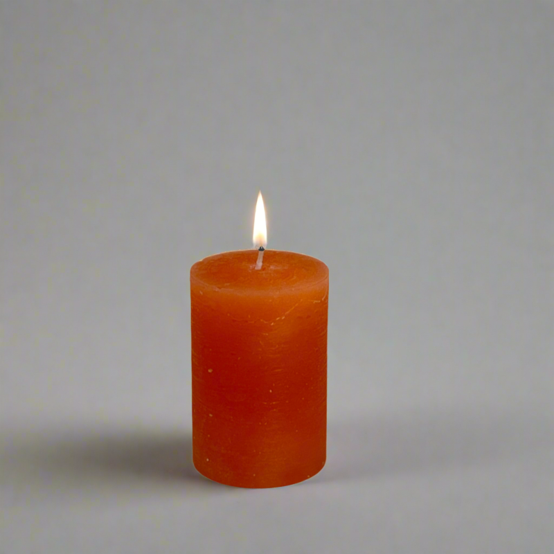 Rustic-pillar-candle-5.5x8-Orange