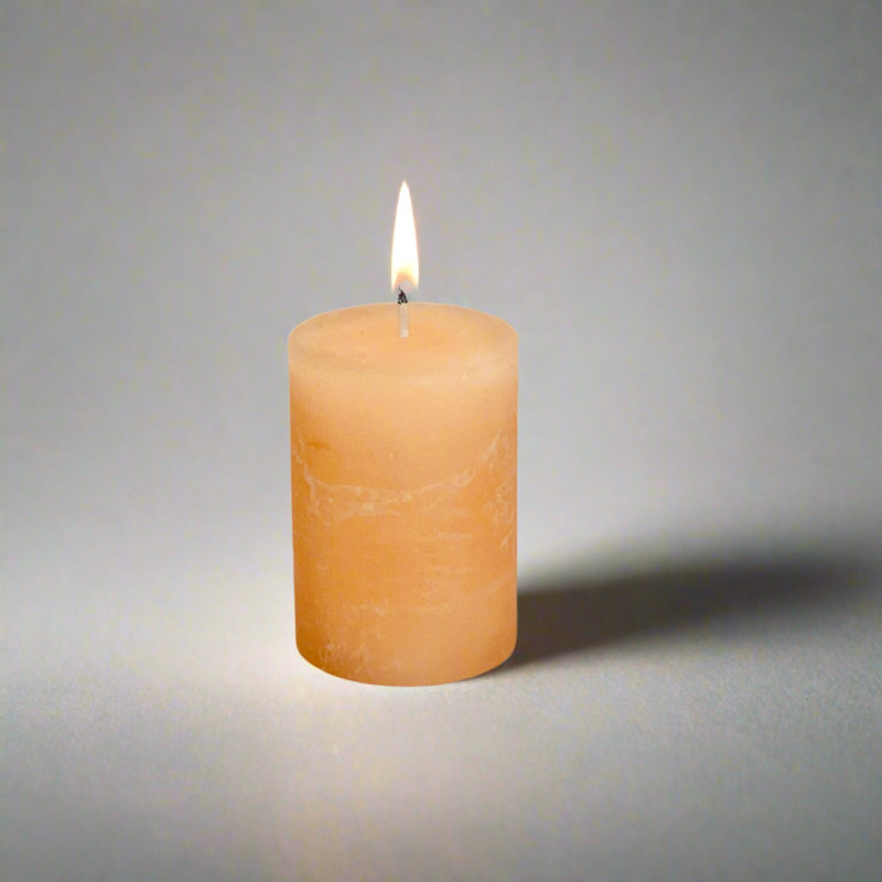 Rustic-pillar-candle-5.5x8-Peach
