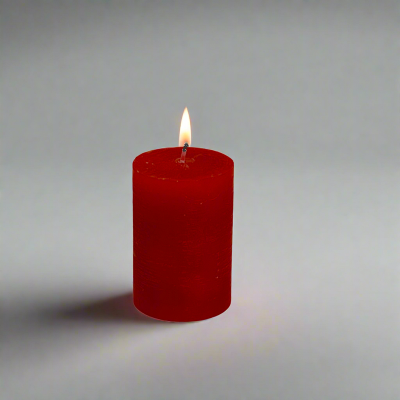 Rustic-pillar-candle-5.5x8-Red