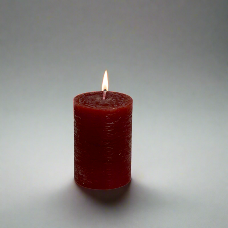 Rustic-pillar-candle-5.5x8-Ruby