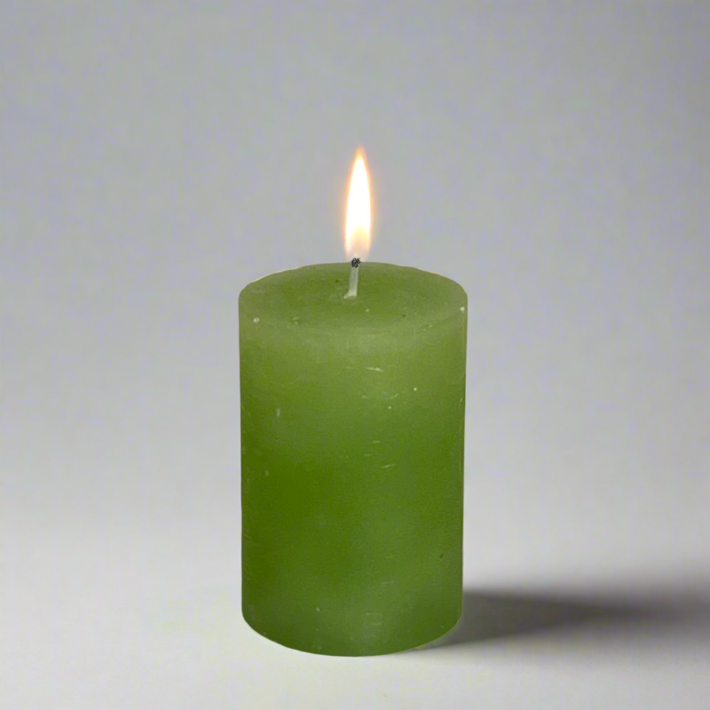 Rustic-pillar-candle-5.5x8-Spring-green