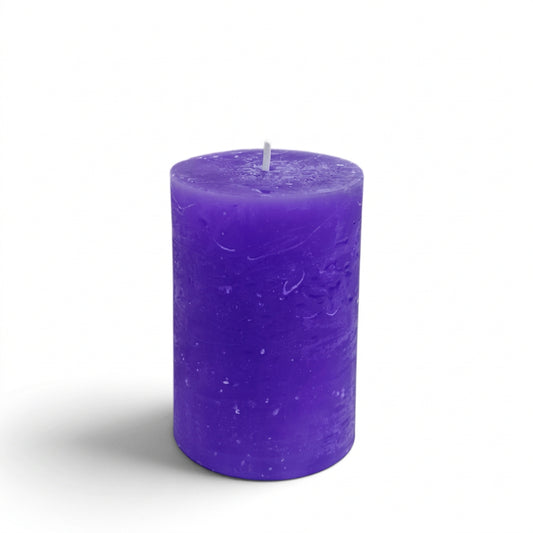 Rustic-pillar-candle-5.5x8-purple-denga