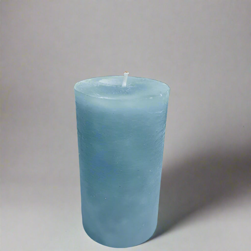 Rustic-pillar-candle-7x12-Aqua-blue