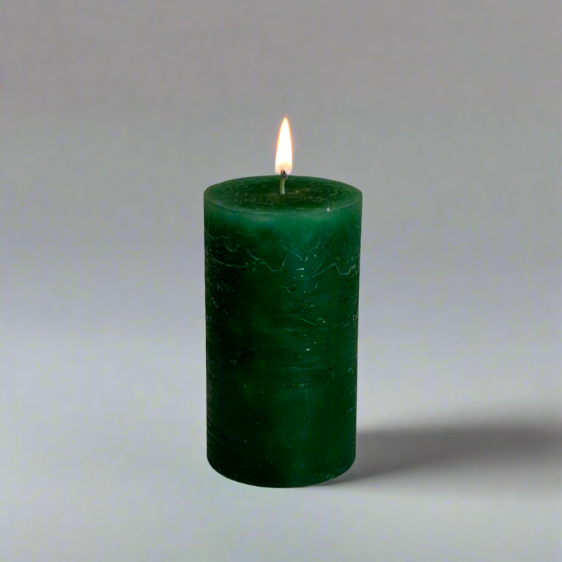 Rustic-pillar-candle-7x12-Dark-green