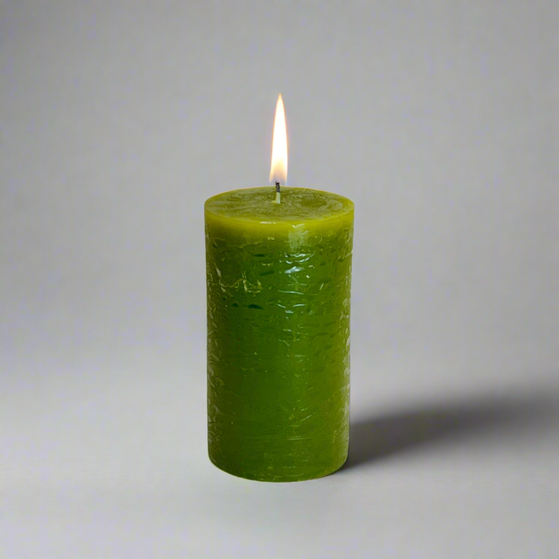 Rustic-pillar-candle-7x12-Olive