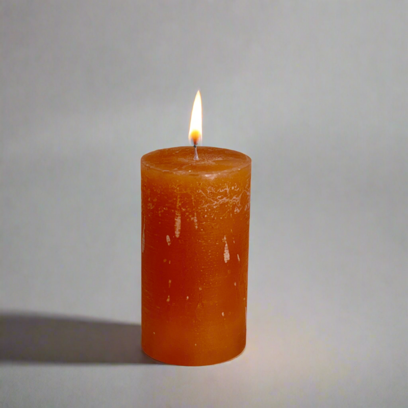Rustic-pillar-candle-7x12-Orange