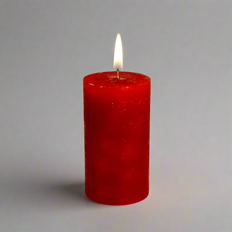 Rustic-pillar-candle-7x12-Red