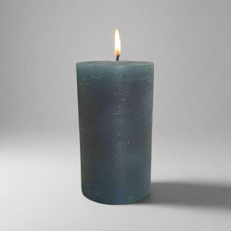 Rustic-pillar-candle-7x12-Teal