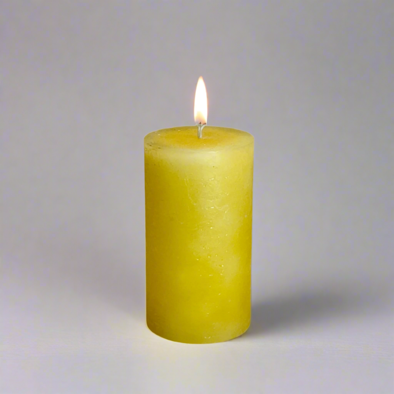 Rustic-pillar-candle-7x12-Yellow