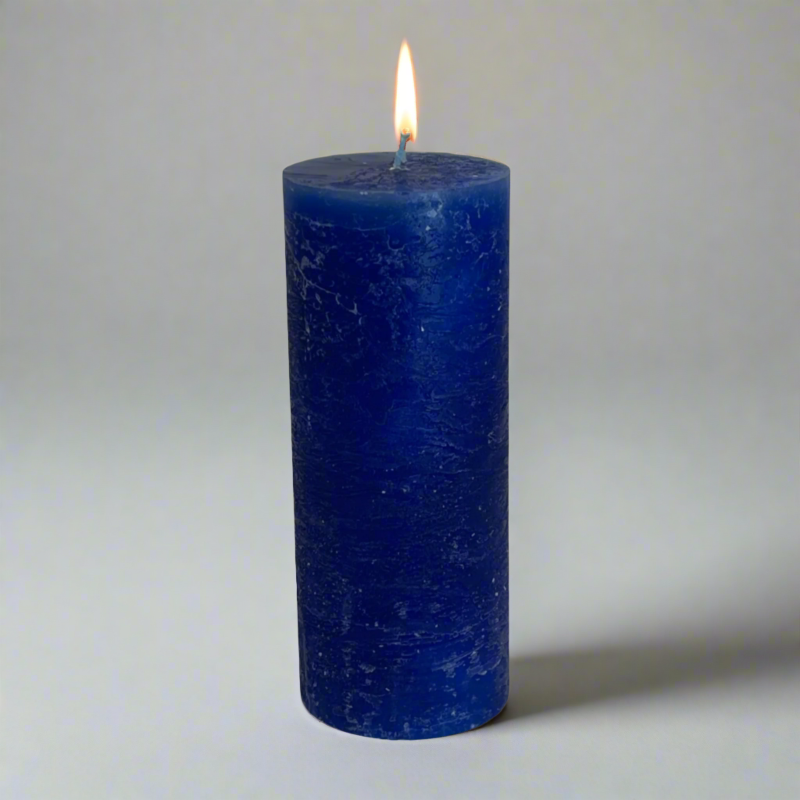 Rustic-pillar-candle-7x17-Dark-blue