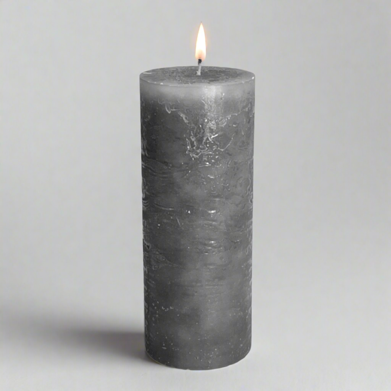 Rustic-pillar-candle-7x17-Grey