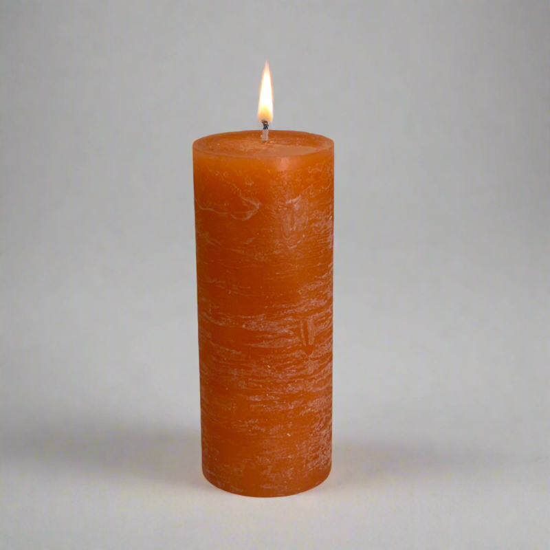 Rustic-pillar-candle-7x17-Orange