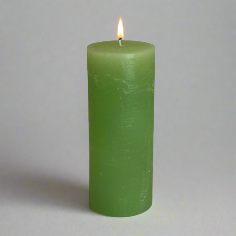 Rustic-pillar-candle-7x17-Spring-green