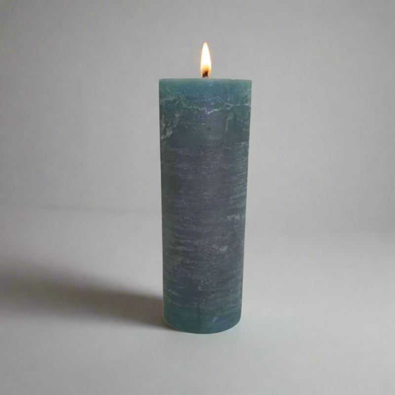 Rustic-pillar-candle-7x17-Teal
