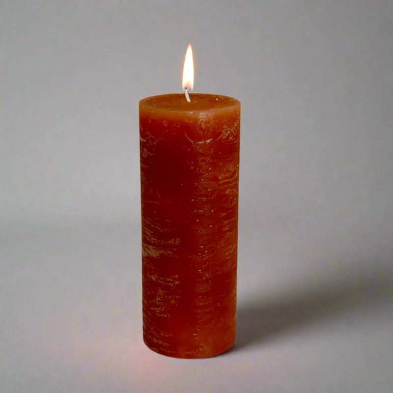Rustic-pillar-candle-7x17-Terracotta