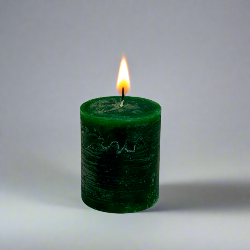 Rustic-pillar-candle-7x8-Dark-green
