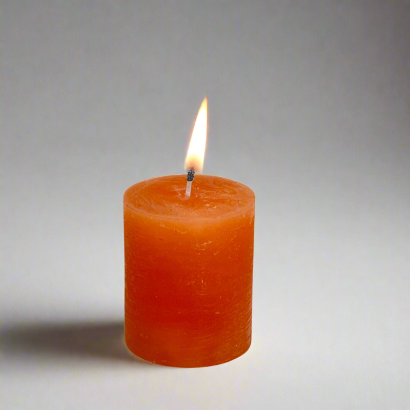 Rustic-pillar-candle-7x8-Orange