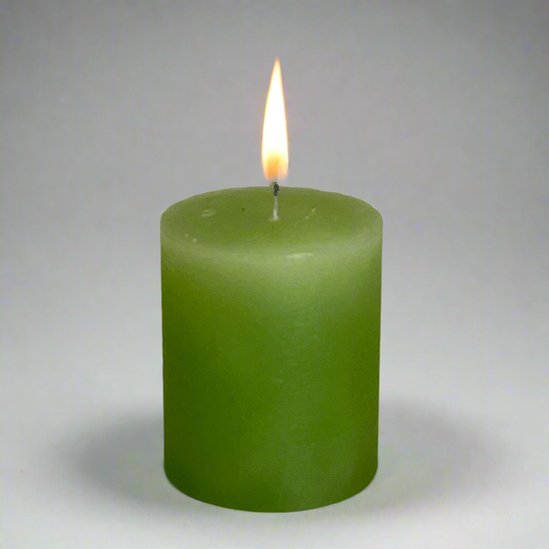 Rustic-pillar-candle-7x8-Spring-green