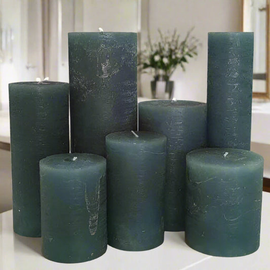 Rustic-pillar-candle-teal