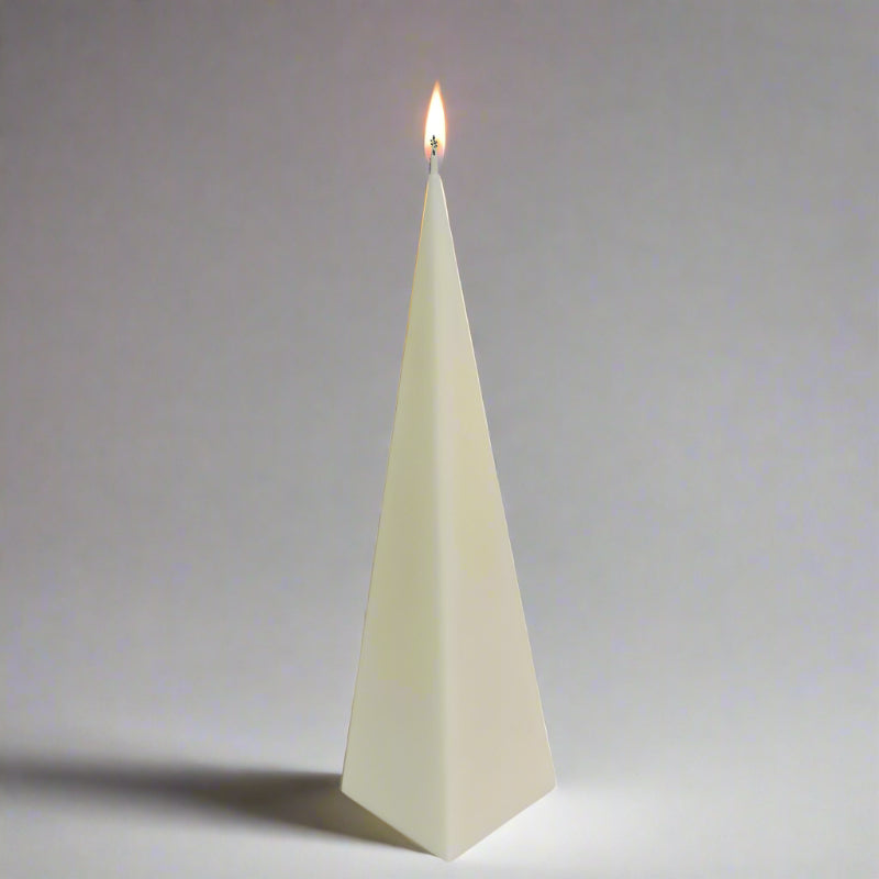 Rustic-pyramid-candle-ivory