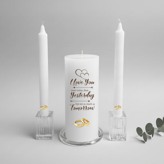 Wedding Unity Candle Set - Gold Rings