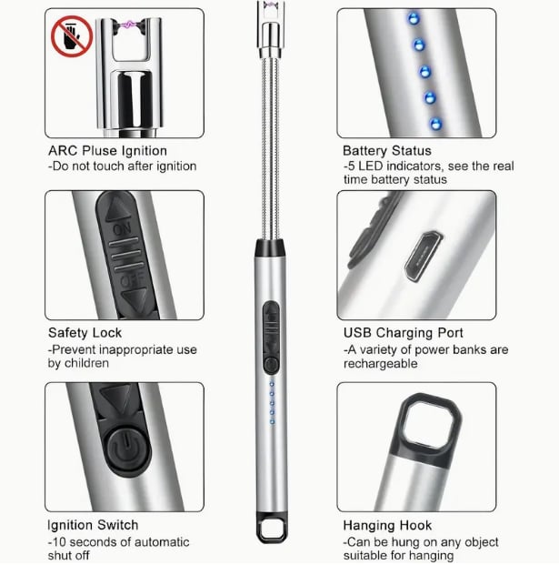 Long Rechargeable Lighter - USB