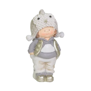 child figurine in winter clothing on a white background