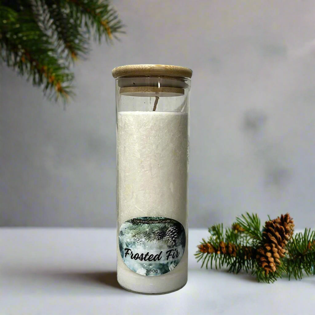 denga scented candle glass frosted fir fragrance