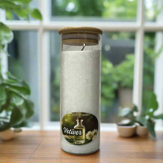 denga scented candle glass with bamboo lid vetiver