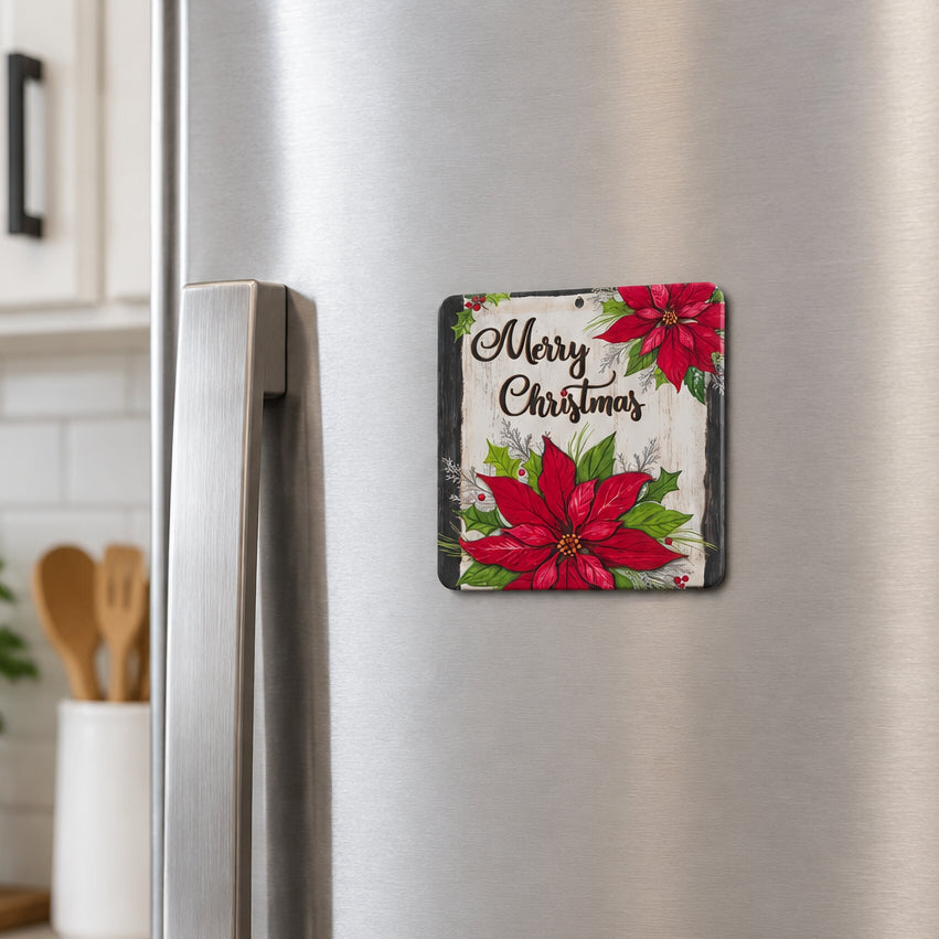 Fridge magnet with a merry Christmas message