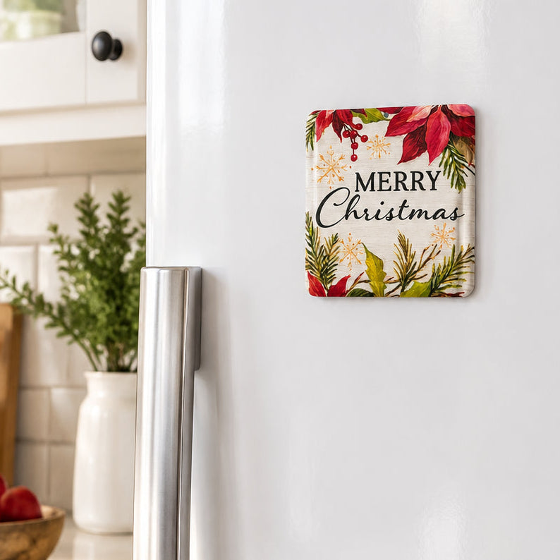 Fridge magnet with a merry Christmas message