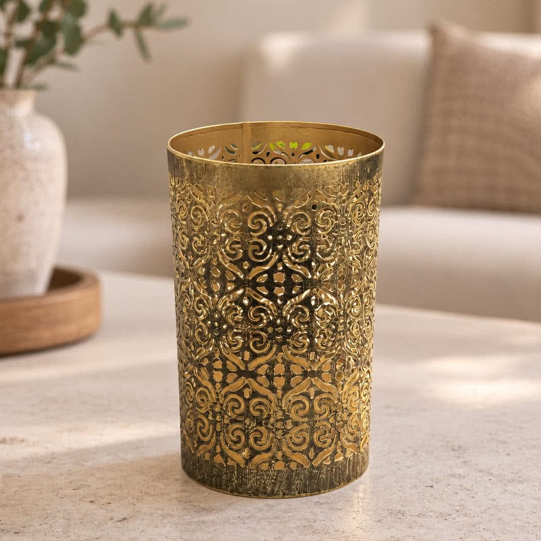 metal lantern gold rustic