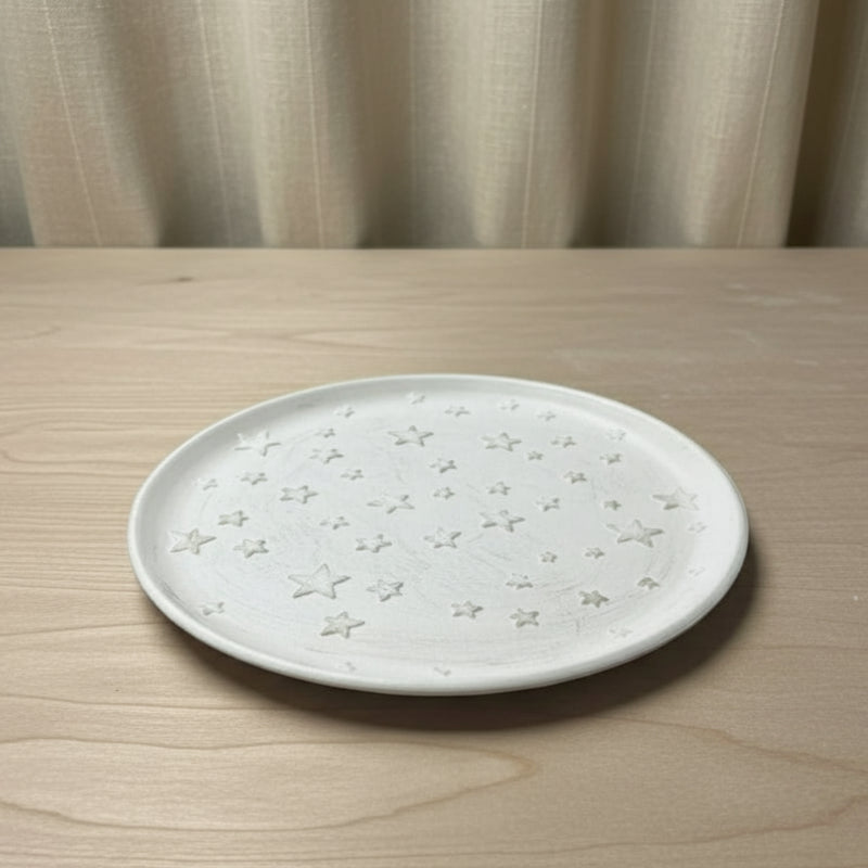 Wooden Plate with Stars - white washed