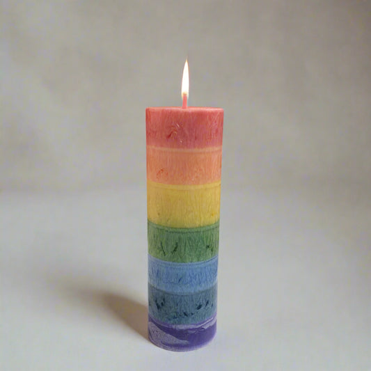 rainbow color pillar candle 20cm