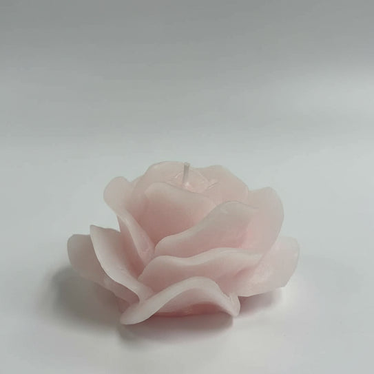 Pink flower-shaped object on a white surface 