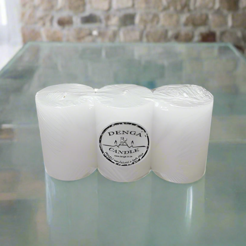 pack of 3 white pillar candles